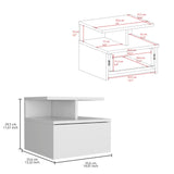 Tuhome Adele Floating Nightstand with One Drawer and Two Lower Shelves, Wall-Mounted Bedside Storage Solution for Compact Bedrooms, Modern Space-Saving Design with Hidden Storage and Display Area for Daily Essentials