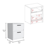 Tuhome Trivor 2-Drawer Nightstand with Spacious Storage, Modern Bedside Table with Metal Handles, Compact Design for Bedrooms and Small Spaces, Functional Nightstand with Superior Top for Essentials and Daily Use
