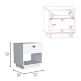 Tuhome Paris Nightstand with Single Drawer and Open Shelf, Modern Bedside Table for Bedrooms, Functional Storage Solution with Spacious Top for Essentials, Stylish Nightstand Ideal for Compact Spaces and Contemporary Décor