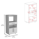 TUHOME Worland Pantry Cabinet with Integrated Microwave Stand, Multi-Functional Storage Featuring Drawer, Open Shelf and Two-Door Lower Compartment, Space-Saving Kitchen Organizer Designed for Modern Homes