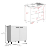 Tuhome Napoles Utility Sink with Cabinet, Stainless Steel Countertop, Interior Storage Shelf, Wide Dual-Door Base Cabinet, Modern Multi-Purpose Laundry and Kitchen Utility Station for Home Organization
