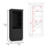 TUHOME Lafayette Bar Cabinet with 4-Bottle Rack, Upper Glass Holder for Ten Glasses and Dual Door Storage Offering Modern Entertainment Organization, Multiple Interior Shelves and Durable Construction for Home Hosting Spaces