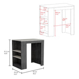 Portree Kitchen Island With 3-Side Shelves