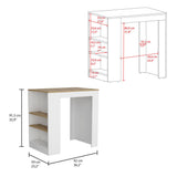Portree Kitchen Island with Spacious Top Surface, Three Accessible Side Shelves for Storage, Modern Multi-Functional Design for Meal Prep, Dining and Everyday Use, Ideal for Enhancing Kitchen Organization and Convenience