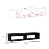 TUHOME Rockwood Floating TV Stand Wall-Mounted Entertainment Shelf with Wide Top Surface, Dual Open Storage Compartments, Integrated Cable Management System and Modern Space-Saving Design for Living Rooms or Offices