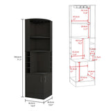 Kava Being Corner Bar Cabinet with Glass Rack, Double-Door Storage Cabinet, Built-In Eight-Bottle Wine Rack, Modern Corner Liquor Cabinet for Living Room, Home Bar, Kitchen or Dining Room Organization