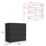 Tuhome Austin Three Drawer Dresser with Smooth Pull-Out Mechanism, Modern Storage Solution for Bedrooms and Small Spaces, Spacious Drawers with Metal Rails and Wide Superior Top for Clothes Organization and Home Essentials