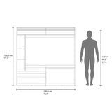 Dante 71" Freestanding Entertainment Center with TV Stand, 8 Storage Shelves, Large Bookcase Display, Two-Door Cabinet, Modern Media Console for Living Room, Home Office or TV Room Organization