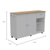 Tuhome Kitchen Island Cart Victoria with Four Interior Shelves, One Drawer, Double Door Cabinet, Six Casters for Easy Mobility, Ideal for Kitchens and Dining Rooms
