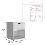 TUHOME Aberdeen 19.7-Inch High Nightstand with Central Drawer, Open Bottom Storage Compartment and Versatile Top Surface, Modern Engineered Wood Bedside for Organized Bedrooms