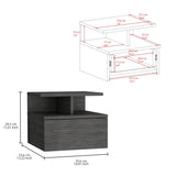 Tuhome Adele Floating Nightstand with One Drawer and Two Lower Shelves, Wall-Mounted Bedside Storage Solution for Compact Bedrooms, Modern Space-Saving Design with Hidden Storage and Display Area for Daily Essentials