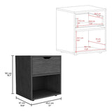 TUHOME Aberdeen 19.7-Inch High Nightstand with Central Drawer, Open Bottom Storage Compartment and Versatile Top Surface, Modern Engineered Wood Bedside for Organized Bedrooms