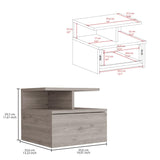 Tuhome Adele Floating Nightstand with One Drawer and Two Lower Shelves, Wall-Mounted Bedside Storage Solution for Compact Bedrooms, Modern Space-Saving Design with Hidden Storage and Display Area for Daily Essentials