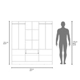 TUHOME Mitu Six Door Armoire Wardrobe with Seven Interior Shelves and One Drawer featuring Hanging Rod for Complete Bedroom Storage Organization Modern Design Spacious Closet for Clothing Organization