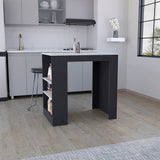 Portree Kitchen Island with Spacious Top Surface, Three Accessible Side Shelves for Storage, Modern Multi-Functional Design for Meal Prep, Dining and Everyday Use, Ideal for Enhancing Kitchen Organization and Convenience