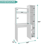 Tuhome Versalles Writing Desk with Two Superior Shelves, Five Side Open Storage Compartments, Space-Saving Modern Workstation Design for Studios and Offices, Ideal for Organization, Books, Accessories and Daily Productivity