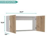Tuhome Napoles 39" W Double Door Wall Cabinet with Spacious Interior, Two-Tone Finish, Ideal for Kitchen, Office, Bathroom, or Garage Storage