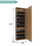 Leto Wall Mounted Shoe Rack with Full-Length Mirror, Single Door Cabinet, Space-Saving Vertical Organizer with Capacity for Ten Pairs, Entryway Storage Cabinet and Modern Shoe Organizer