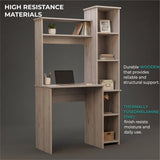 Tuhome Versalles Writing Desk with Two Superior Shelves, Five Side Open Storage Compartments, Space-Saving Modern Workstation Design for Studios and Offices, Ideal for Organization, Books, Accessories and Daily Productivity