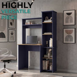Tuhome Versalles Writing Desk with Two Superior Shelves, Five Side Open Storage Compartments, Space-Saving Modern Workstation Design for Studios and Offices, Ideal for Organization, Books, Accessories and Daily Productivity