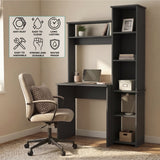 Tuhome Versalles Writing Desk with Two Superior Shelves, Five Side Open Storage Compartments, Space-Saving Modern Workstation Design for Studios and Offices, Ideal for Organization, Books, Accessories and Daily Productivity