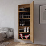 Leto Wall Mounted Shoe Rack with Full-Length Mirror, Single Door Cabinet, Space-Saving Vertical Organizer with Capacity for Ten Pairs, Entryway Storage Cabinet and Modern Shoe Organizer