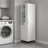 Vidalia Broom Cabinet for Home and Utility Storage, Tall Cleaning Supply Organizer with Enclosed Design for Laundry Room or Kitchen Use, Space-Saving Storage Solution, White Finish