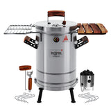 3-in-1 Stainless Steel Smoker Barrel Grill Premium– Portable Charcoal BBQ with Thermometer, Outdoor Cooking Smoker for Camping, Backyard & Home BBQ INGRILL