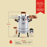 3-in-1 Stainless Steel Smoker Barrel Grill Premium– Portable Charcoal BBQ with Thermometer, Outdoor Cooking Smoker for Camping, Backyard & Home BBQ INGRILL