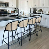 Jules 27.5" Modern Upholstered Rattan Counter Stool (Set of 4)
