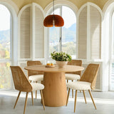 Dwen & Nice 46" Round Rattan & Beige Dining Set for 4 (5-Piece)