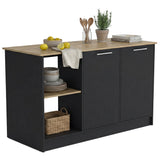 TUHOME Juniper Kitchen Island with Large Top Surface, Double Door Cabinet, Inner Shelves and Open Side Storage Offering Expansive Meal Prep Space, Modern Organization Solutions and Durable Construction for Everyday Kitchens
