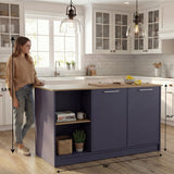 TUHOME Juniper Kitchen Island with Large Top Surface, Double Door Cabinet, Inner Shelves and Open Side Storage Offering Expansive Meal Prep Space, Modern Organization Solutions and Durable Construction for Everyday Kitchens