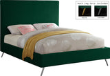 Jasmine Contemporary Velvet Bed with Chic Metal Legs - Stylish Minimalist Design for Modern Homes