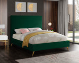 Jasmine Contemporary Velvet Bed with Chic Metal Legs - Stylish Minimalist Design for Modern Homes