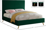 Jasmine Contemporary Velvet Bed with Chic Metal Legs - Stylish Minimalist Design for Modern Homes