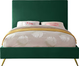 Jasmine Contemporary Velvet Bed with Chic Metal Legs - Stylish Minimalist Design for Modern Homes