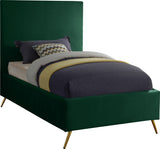 Jasmine Contemporary Velvet Bed with Chic Metal Legs - Stylish Minimalist Design for Modern Homes