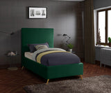 Jasmine Contemporary Velvet Bed with Chic Metal Legs - Stylish Minimalist Design for Modern Homes