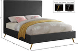 Jasmine Contemporary Velvet Bed with Chic Metal Legs - Stylish Minimalist Design for Modern Homes