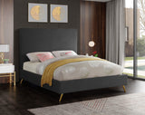 Jasmine Contemporary Velvet Bed with Chic Metal Legs - Stylish Minimalist Design for Modern Homes