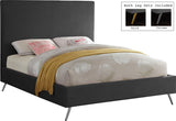 Jasmine Contemporary Velvet Bed with Chic Metal Legs - Stylish Minimalist Design for Modern Homes