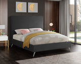 Jasmine Contemporary Velvet Bed with Chic Metal Legs - Stylish Minimalist Design for Modern Homes
