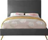 Jasmine Contemporary Velvet Bed with Chic Metal Legs - Stylish Minimalist Design for Modern Homes