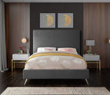 Jasmine Contemporary Velvet Bed with Chic Metal Legs - Stylish Minimalist Design for Modern Homes