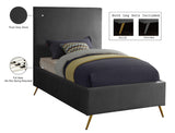 Jasmine Contemporary Velvet Bed with Chic Metal Legs - Stylish Minimalist Design for Modern Homes