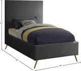 Jasmine Contemporary Velvet Bed with Chic Metal Legs - Stylish Minimalist Design for Modern Homes