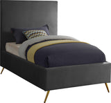 Jasmine Contemporary Velvet Bed with Chic Metal Legs - Stylish Minimalist Design for Modern Homes