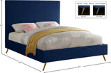 Jasmine Contemporary Velvet Bed with Chic Metal Legs - Stylish Minimalist Design for Modern Homes
