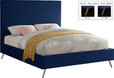 Jasmine Contemporary Velvet Bed with Chic Metal Legs - Stylish Minimalist Design for Modern Homes